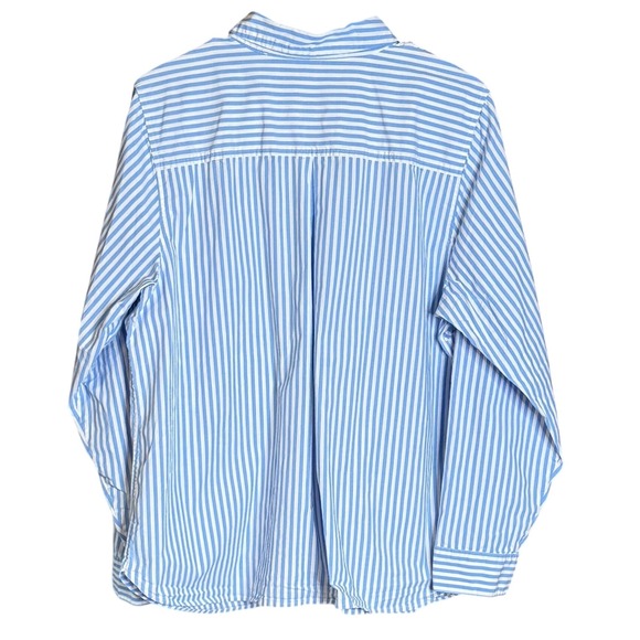 Croft & Barrow Womens 1X Blue White Striped‎ Long Sleeve Button Down Shirt - Picture 4 of 8